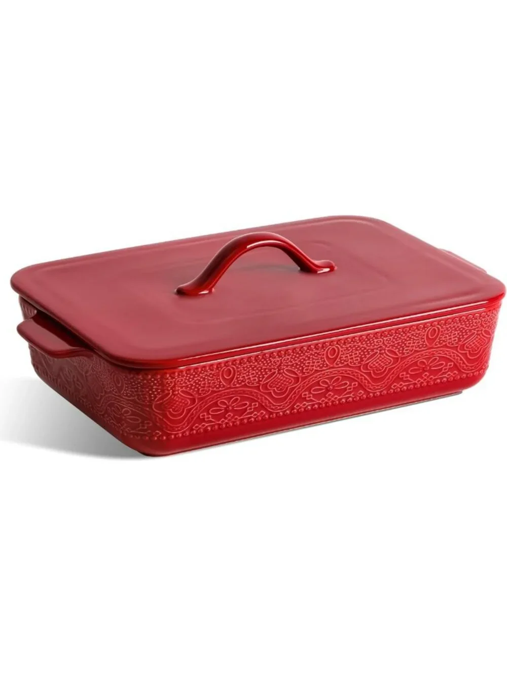 Ceramic Casserole Dish with Lid - 9x13 Rectangular Bakeware for Oven
